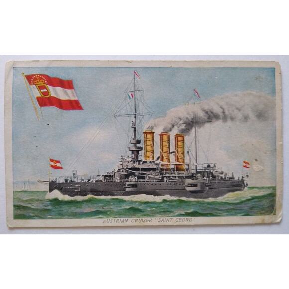 Ship Boat Postcard Austrian Cruiser Saint Georg Steamboat Steamer Prudential - Picture 2 of 3